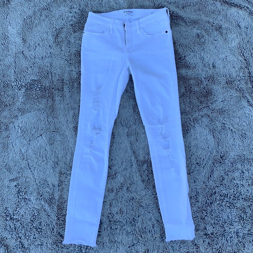 FRAME | Ripped white jeans with frayed hems